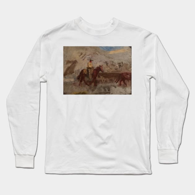 Sketch of a Cowboy at Work by Thomas Eakins Long Sleeve T-Shirt by Classic Art Stall